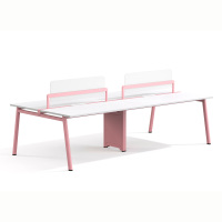 Bureau de travail moderne et simple avec tiroir encastré, pieds en acier robustes, idéal pour une configuration de bureau en cellule pour 4 personnes