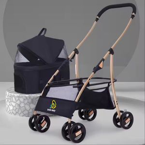 Sıcak satış evcil hayvan arabası arabası lüks 4 tekerlekler kediler sepeti tasarımcı köpek pet fincan tutucu arabası ile pram köpekler ve kediler için - Product Image 3