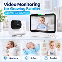 Kit Monitor Bayi 7 Inci 720P dengan Kamera, Layar Orang Tua, Dua Adaptor Daya, Kabel USB, dan Buku Panduan Pengguna ABM790