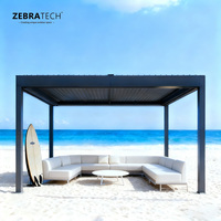 Pergola motorisée en aluminium avec télécommande, imperméable, écologique, cadre thermolaqué, dimensions 3x3m, écran pour balcon, fête