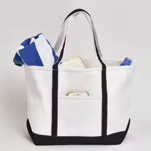 Design Stylish Canvas Boat Tote <strong>Bag</strong> With an External Pocket, Top Zipper Closure, Daily Essentials Reusable Custom Canvas <strong>Bag</strong> - Product Image 1