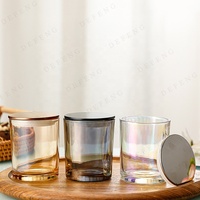 Luxus glänzende schillernde 7oz 10oz graues Glas Kerzen glas und Mode Bernstein Kerzen gefäße mit schwarzen Bambus deckeln für die Kerzen herstellung