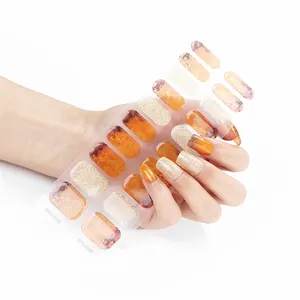 New Material Custom Printed 2D Semi Cured Gel Nail Wraps For Girl