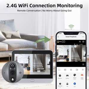 4.3 "1080P tuya wifi thông minh lổ nhìn trộm máy ảnh kỹ thuật số hai cách âm thanh phát hiện chuyển động giám sát video chuông cửa xem - Product Image 3