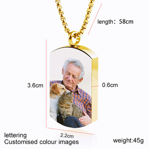 Özelleştirilmiş toptan kişiselleştirilmiş boş paslanmaz çelik fotoğraf/isim/tarih köpek künyeleri kül tutucu kolye kolye gravür için - Product Image 3