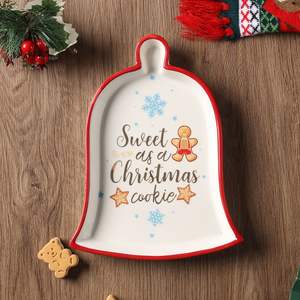 Assiettes de Noël tridimensionnelles, assiettes à fruits de Noël en céramique peintes à la main avec des motifs dorés - Product Image 5