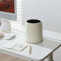Bureau circulaire double couche avec mini-bac de rangement et poubelle de bureau en plastique comprenant une corbeille à papier et des poubelles