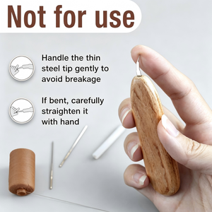 Enfile-aiguille en bois fait main pour la couture à la main - Manche en bois dur <span class=keywords><strong>avec</strong></span> <span class=keywords><strong>crochet</strong></span> en acier inoxydable (1 cm d'extension) pour un enfilage facile - Product Image 4