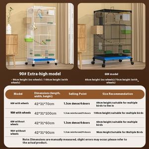 Jaula para Pájaros de Lujo Ecológica al por Mayor, Jaula Grande de Alambre de Hierro con Patrón Sólido, Estilo Casa de Arte, Bandeja de Plástico, Caja de Palet - Product Image 4
