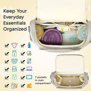Útil conjunto de bolsas de pañales para bebés, bolsa de pañales de cuero PU, <span class=keywords><strong>mochila</strong></span> grande de maternidad, <span class=keywords><strong>mochila</strong></span> para mamá, guardería con cambiador - Product Image 5