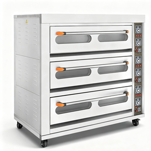 Horno eléctrico comercial de 3 pisos y 9 bandejas con control de temperatura independiente, de acero inoxidable, para pan, pasteles y repostería. - Product Image 3