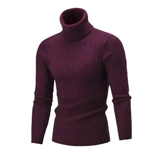 New Fashion Herren Solid Color Slim Style Zopf muster Roll kragen pullover Herren Freizeit pullover