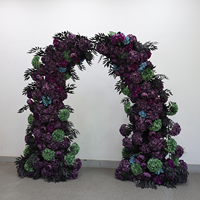 Arche de fleurs artificielles en soie d'hortensia violet foncé et magenta pour décoration de fond de cérémonie de mariage, entrée et allée