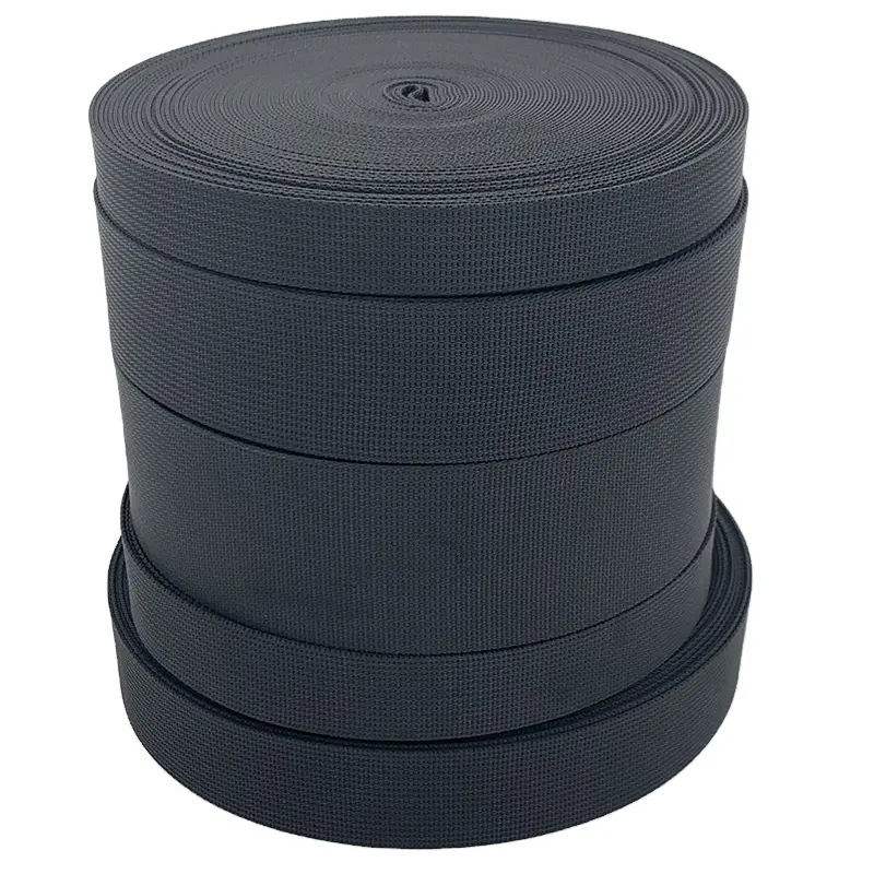 MOQ 50yards black stripe 100% nylon webbing 5/8inch 3/4'' 25mm 1 1/4'' 1.5 inch 2 inch