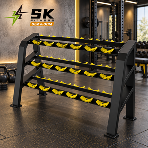 SK B58 Porta Manubri a 3 Livelli Commerciale, Supporto per Pesi Liberi per l'Organizzazione e l'Layout dell'Area di Allenamento della Palestra - Product Image 1