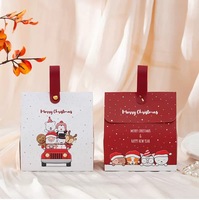 Nouveauté - Boîte cadeau pour bonbons sur le thème de Noël avec poignée en cuir et fermeture à rivets