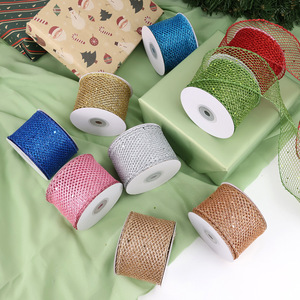 Pita Satin Poliester Berujung Metalik dengan Glitter Biru untuk Pita Natal-Warna Dapat Disesuaikan - Product Image 5