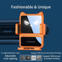 Support de charge rapide sans fil pour voiture 15W |   Serrage électrique intelligent |   Lumière d'ambiance Cool Kitty-Face |   Support anti-vibration pour grille d'aération H6