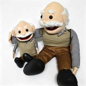 Set de marionetas de mano personalizadas de abuelo, marioneta de mano de anciano, marioneta de peluche de abuelo, marioneta de personaje mayor, marionetas de mano familiares - Product Image 1