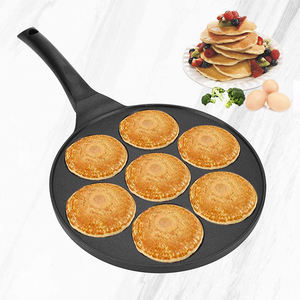 Poêle à frire antiadhésive 7 trous 27CM Pancake Waffle Blinis Maker avec poignée Smiley Face <span class=keywords><strong>Mini</strong></span> poêle à frire antiadhésive moulée sous pression - Product Image 6