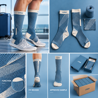 Chaussettes de compression graduée Light Run pour mollets, couleur bordeaux crème, en Spandex et Nylon, avec maintien de la cheville et ajustement du bout du pied