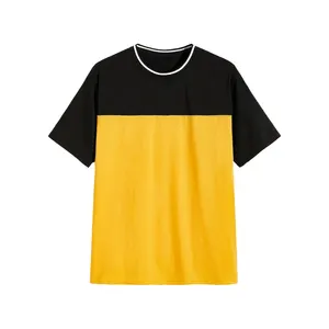 남자 CVC 빈 두 톤 컬러 반소매 Tshirt 65% 코튼 35% 폴리 에스터 염색 라운드 T 셔츠