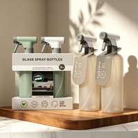 Bouteille pulvérisateur vide rechargeable personnalisée Boston 500 ml en verre cristal avec pulvérisateur à gâchette pour nettoyage et detailing, sérigraphiée