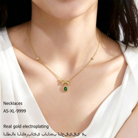 Nouveaux accessoires, bijoux de haute qualité, plaqué or 18 carats, acier inoxydable, pendentif fleur en zircon rose, collier réglable