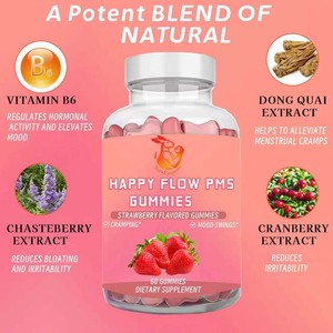 Gummies Happy Flow PMS à Marque Blanche avec Vitamine D et Extrait de Safran pour le Confort Menstruel, l'Équilibre de l'Humeur et le Soutien Hormonal - Product Image 6