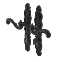 Poignée de porte longue en laiton massif ornée style baroque ISILINE, finition blanc mat, trou de serrure Euro 72 mm, pour quincaillerie de villa de luxe