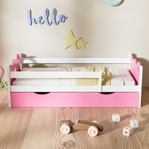 Pink And White <b>Kids</b> Bed With <b>Storage</b> Drawers For Girls Bedroom Furniture - Product Image 1