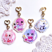 Porte-clés en acrylique transparent personnalisé de forme irrégulière, accessoire pour clés, design de dessin animé disponible