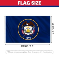 Drapeau de l'État de l'Utah personnalisé en usine, 3x5FT, drapeau national en polyester doublement cousu avec œillets en laiton pour fêtes et défilés intérieurs/extérieurs
