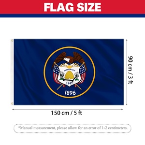 Drapeau de l'État de l'Utah personnalisé en usine, 3x5FT, drapeau national en polyester doublement cousu avec œillets en laiton pour fêtes et défilés intérieurs/extérieurs - Product Image 3