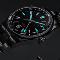 Montre automatique Miyota 9075 GMT à double fuseau horaire, montre de luxe pour homme, mécanique, verre saphir, acier inoxydable, logo personnalisé