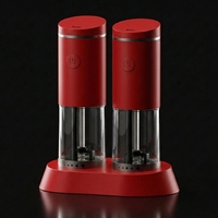 Ensemble de 2 moulins à poivre électriques USB-C rechargeables sans fil, à réglage automatique de la grosseur, avec support en acier inoxydable, rechargeables