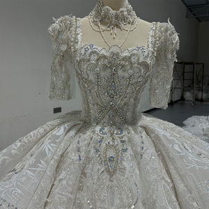 Jancember MN218 Robes de mariée de haute qualité à manches courtes Robe française - Product Image 4