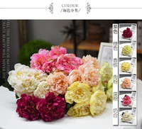 Bouquet de pivoines réalistes en soie, 7 têtes, couleur ivoire, 43 cm, idéal pour centre de table, décoration de Noël et de mariage - Vente chaude