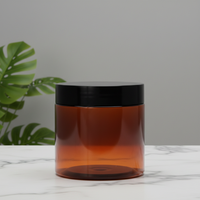 Bocaux en plastique PET ambré personnalisables de 100 ml (8 oz) pour beurre corporel, crèmes pour le visage, produits de soin de la peau, cosmétiques, poudre libre, rouge à lèvres