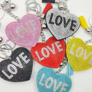 BSBH alta calidad forma personalizada colorido brillo cristal Rhinestone llavero en forma de corazón llavero para bolsos llavero - Product Image 1