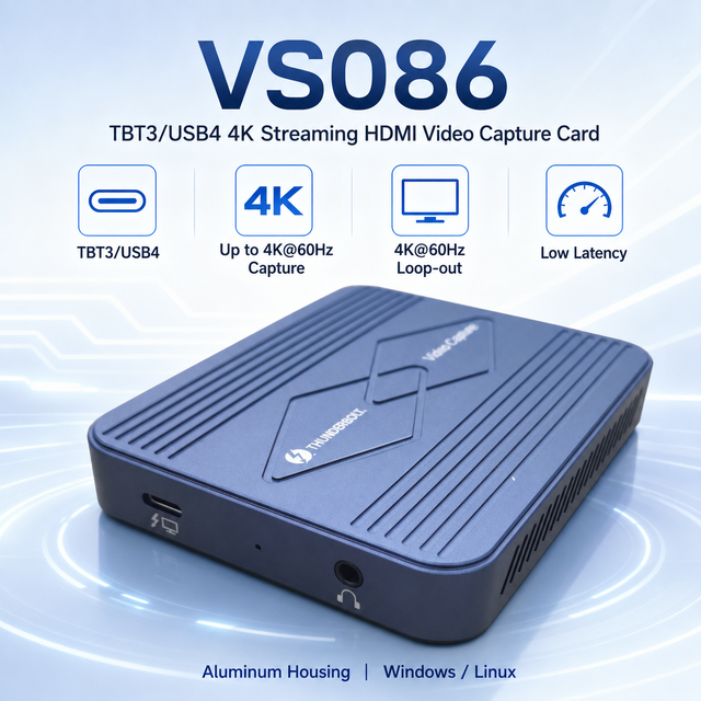 Thunderbolt3/USB4 for Capture Card 4K60Hz Loopout Low Latency 3.5mm Audio Mix Game Live Streaming Recording Laptop Camera