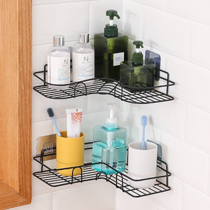Étagère de salle de bain Étagères de rangement murales en coin Porte-shampoing Étagère à cosmétiques Panier de douche en fer Organisateur de salle de bain - Product Image 4