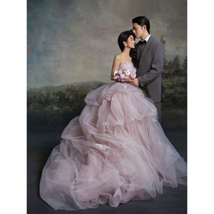 Strapless Ball Gown Wedding Dress Tulle Empire Waist Vintage Style Taro Purple 250614 - Product Image 2