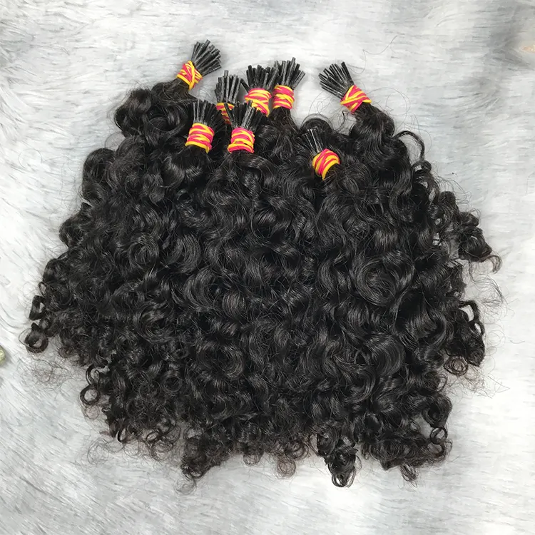 Micro ligações de extensão de cabelo, micro pontas de cabelo encaracoladas de alinhamento de cutícula