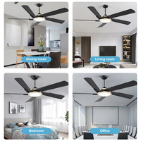 Ventilateur de plafond décoratif élégant de 60 pouces, noir mat et or, pour grand salon, chambre principale, ventilateur avec lumière LED