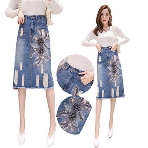 Faldas Vaqueras para <span class=keywords><strong>Mujer</strong></span>, Nueva Colección, Cintura Alta, Bordadas, Ajustadas, Línea A, Falda Midi que Ajusta a la Cadera - Product Image 3