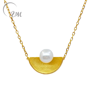 Collier pendentif minimaliste en argent 925 plaqué or UM Jewelry, vente en gros, perle d'eau douce naturelle, unisexe/hommes/femmes, cadeau NGTC - Product Image 1