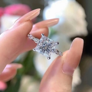 14K Solid Gold Princess Cut Lab Diamond Engagement <b>Ring</b> Elegant Design for Women Anniversary Fine Jewelry - Product Image 1
