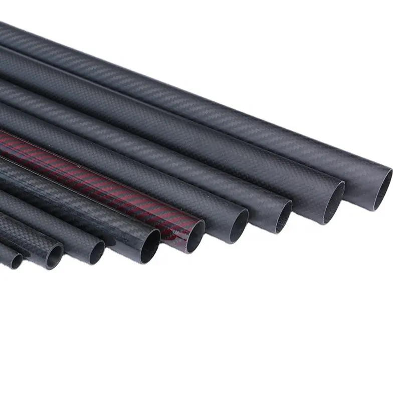 High Strength 10mm 30mm 50mm Carbon Fiber Tubes 1500mm Length 3K Carbon Fiber Round Tubing