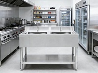 Évier de cuisine double bac en acier inoxydable 201/304 pour restaurant européen, avec égouttoir, grande capacité, revêtement de qualité alimentaire